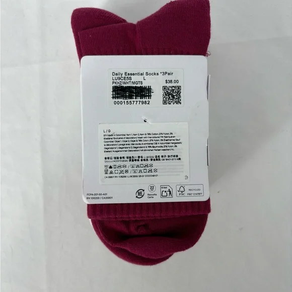 Lululemon Unisex Daily Essential Crew Socks 3 Pack - Picture 6 of 7